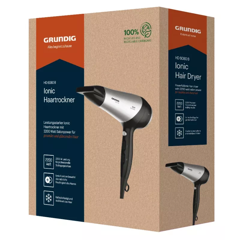 Grundig HD 6080 B haardroger 2200 W zwart, zilver
