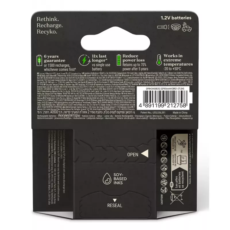 GP Batteries ReCyko Pro GPRCP80AAA174C4 oplaadbare batterij AAA (Micro), NiMH 800 mAh 1,2 V, 4 st.