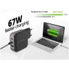Conceptronic 3-poorts 67W GaN USB PD oplader met USB-C oplaadkabel, USB-C x 2, USB-A x 1, QC 3.0, PPS