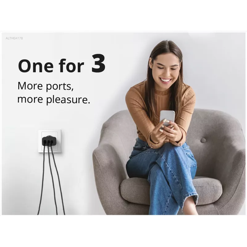 Conceptronic 3-poorts 67W GaN USB PD oplader met USB-C oplaadkabel, USB-C x 2, USB-A x 1, QC 3.0, PPS