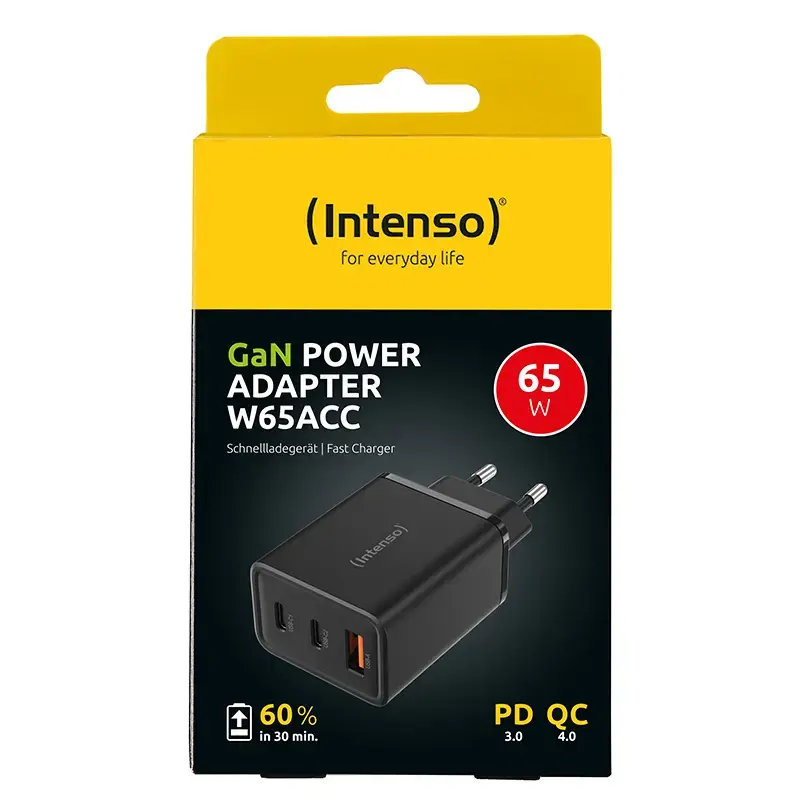 Voeding Intenso W65ACC USB-A- en USB-C-aansluitingen zwart