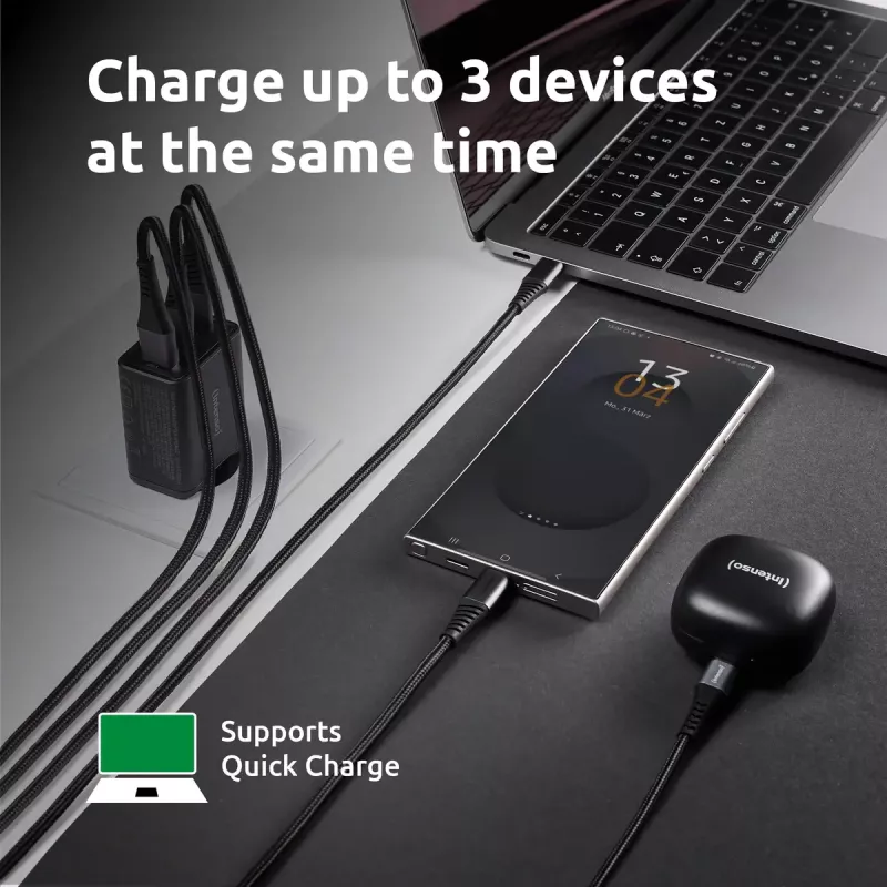 Voeding Intenso W65ACC USB-A- en USB-C-aansluitingen zwart