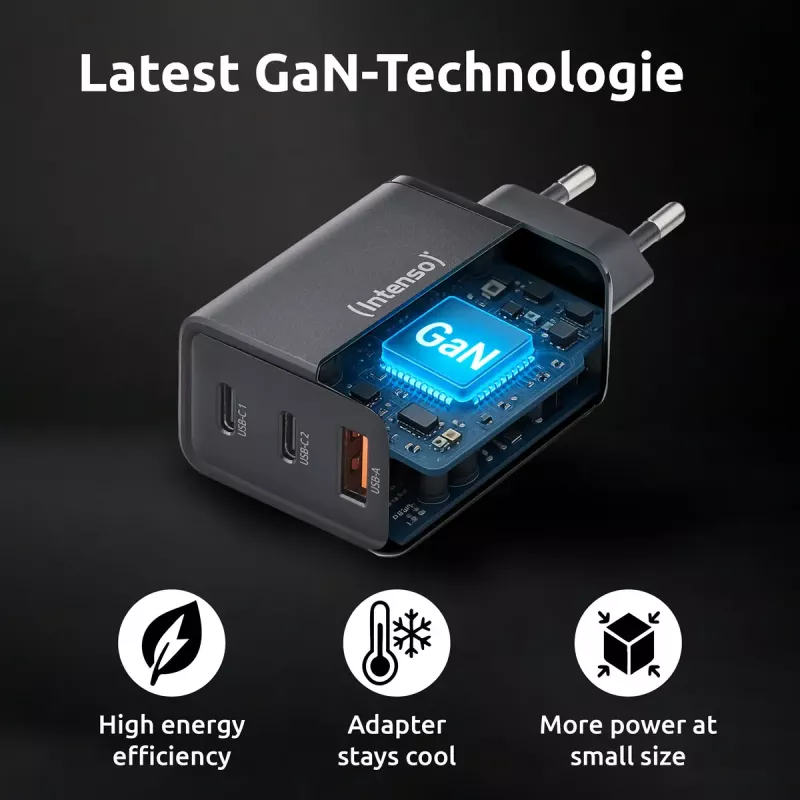 Voeding Intenso W65ACC USB-A- en USB-C-aansluitingen zwart