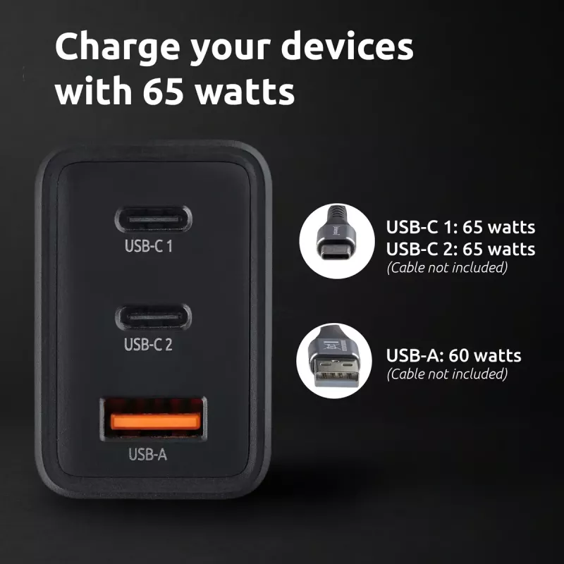 Voeding Intenso W65ACC USB-A- en USB-C-aansluitingen zwart