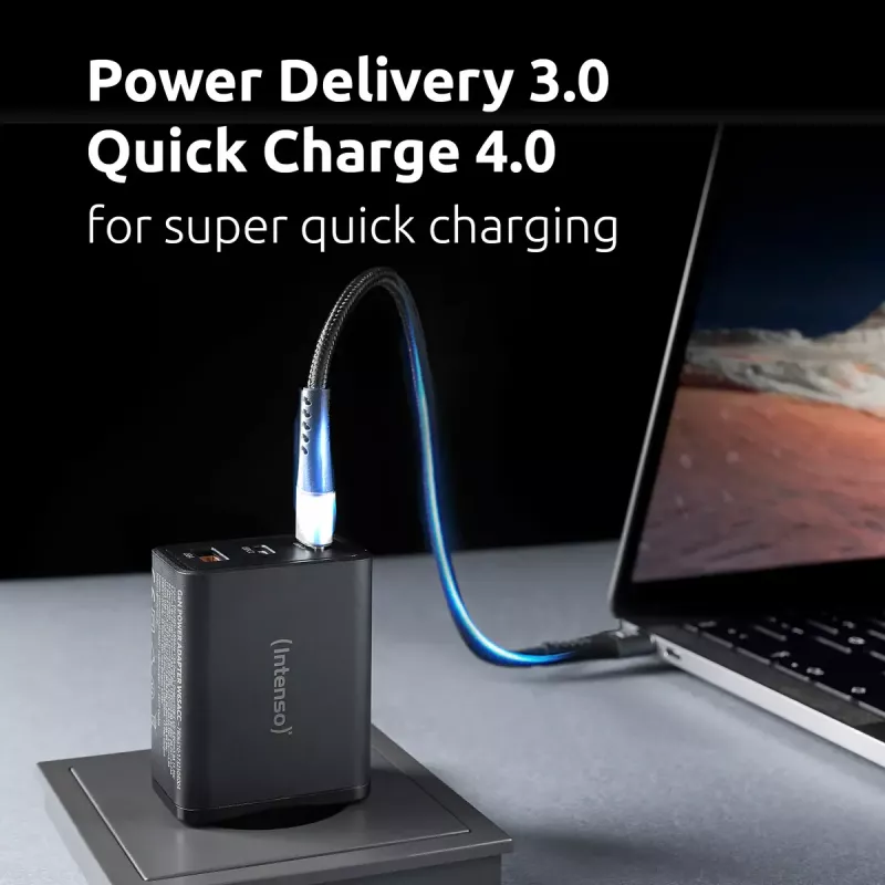 Voeding Intenso W65ACC USB-A- en USB-C-aansluitingen zwart