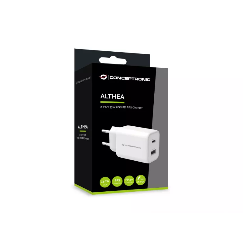 Conceptronic ALTHEA 2-poorts 33W USB PD PPS lader, QC 3.0