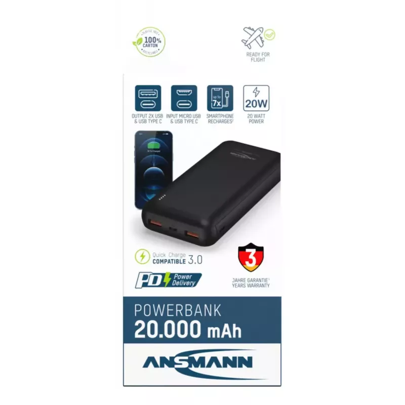 Draagbare powerbank Ansmann PB320PD 20000 mAh