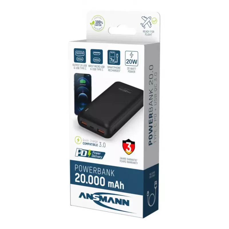 Draagbare powerbank Ansmann PB320PD 20000 mAh