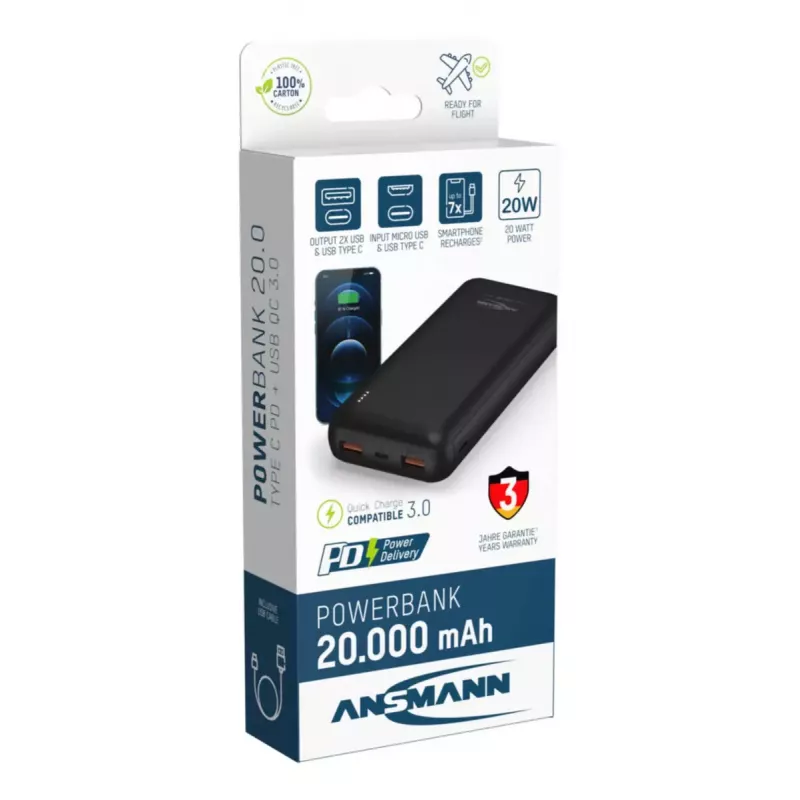 Draagbare powerbank Ansmann PB320PD 20000 mAh
