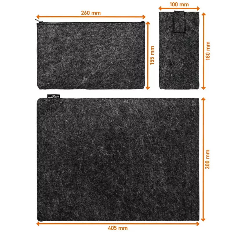 Durable 507158 MultiBag EFFECT hoes voor laptop / tablet 16,4″ (41,7 cm), vilt van gerecycled PET, met accessoire- en telefoonvak