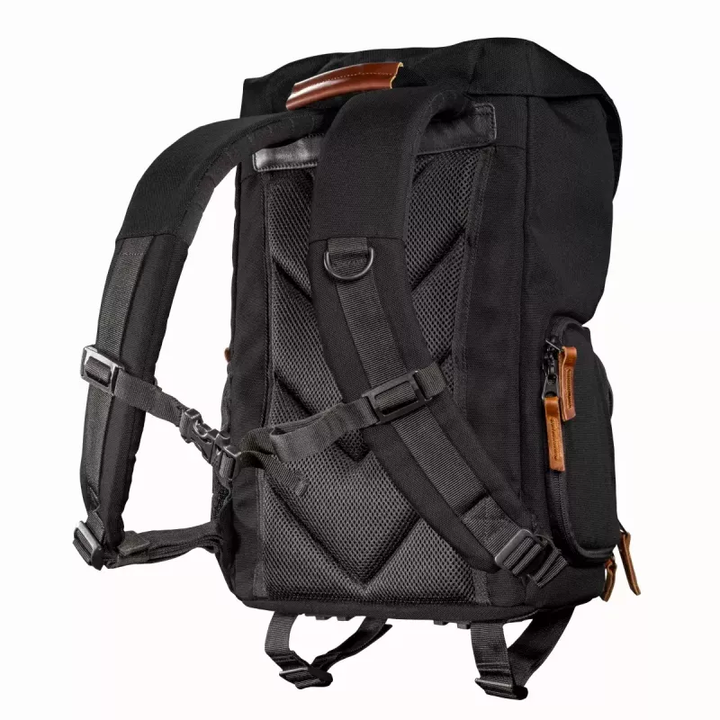 Rugzak Mantona Luis junior zwart bruin leer metaal polyester synthetisch