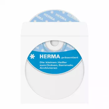 Hoes HERMA CD-/DVD-hoezen van papier wit met kleefpunt 100 stuks