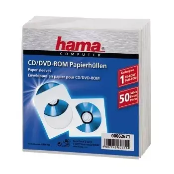 Hama CD-ROM papieren hoezen 50, wit 50 discs