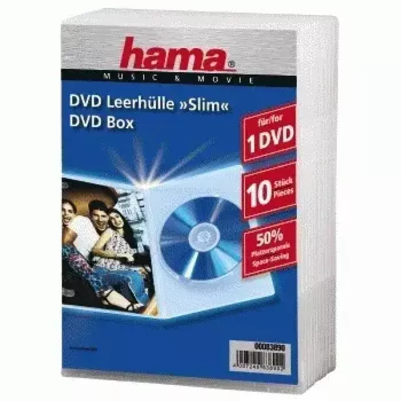 Hama DVD jewel case, slim 10, transparant 10 discs
