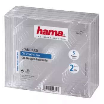 CD dubbel jewelcase Hama 44752 verpakking met 5 voor 2 discs transparant