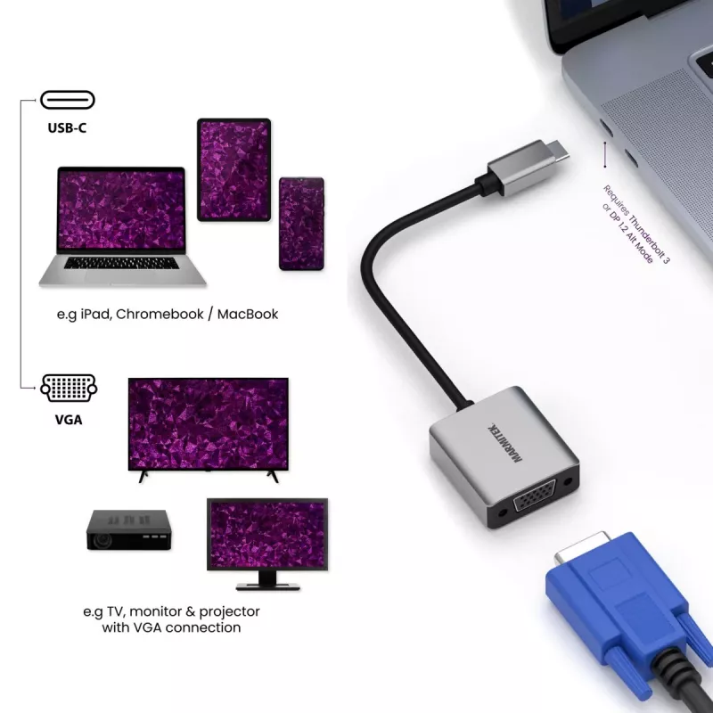 Marmitek Connect USB C to VGA - USB-C naar VGA-adapter