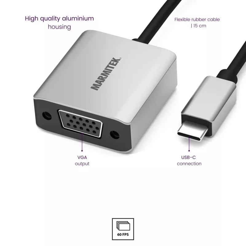Marmitek Connect USB C to VGA - USB-C naar VGA-adapter