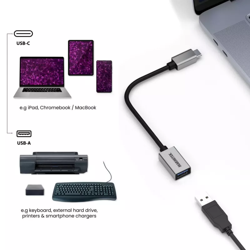 USB-kabel Marmitek 08375 0,15 m USB 3.2 Gen 1 USB-C USB-A zwart zilver