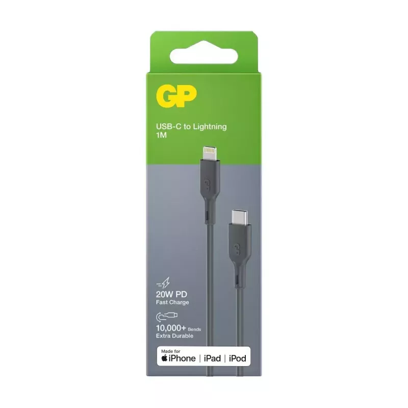 Kabel GP Batterien CL1P 1m grijs Lightning USB C