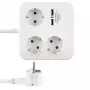 REV PowerQuad 0012378109 stekkerdoos, 3-voudig, 2x USB, zonder schakelaar, geaard (Schuko), wit/zwart