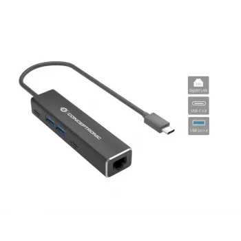 Conceptronic ABBY13B Gigabit Ethernet USB 3.2 Gen 1 adapter met USB-hub, GbE, USB-A x 2, USB-C x 2