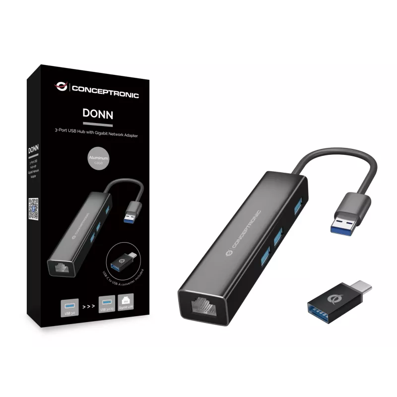 Conceptronic DONN07BA USB 3.2 Gen 1 (3.1 Gen 1) Type-A zwart