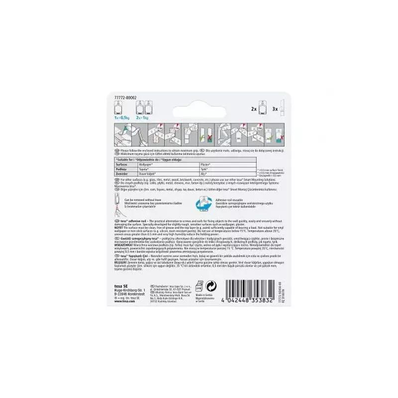 Universele haak TESA 77772 indoor wit 2 stuks