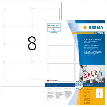 Herbruikbare etiketten HERMA 10308 A4 96x63,5 mm wit