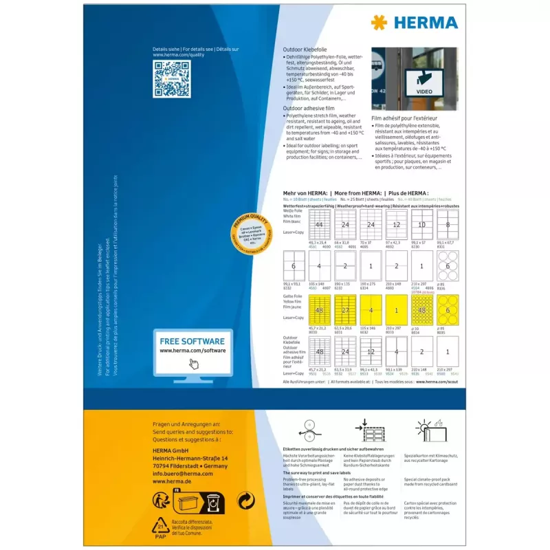 HERMA 9501 zelfklevend etiket rechthoek permanent wit 50 stuks