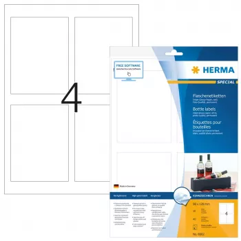 Zelfklevende printeretiketten HERMA flessenetiketten A4 inkjet 90x120 mm