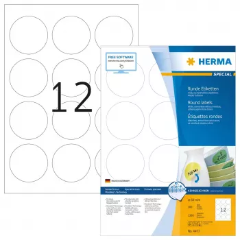 Zelfklevend printeretiket HERMA herbruikbare etiketten A4 Ø 60 mm