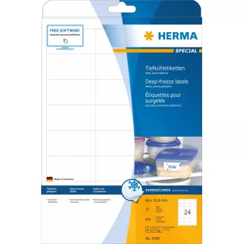 Zelfklevende printeretiketten HERMA diepvries 66x33,8 mm