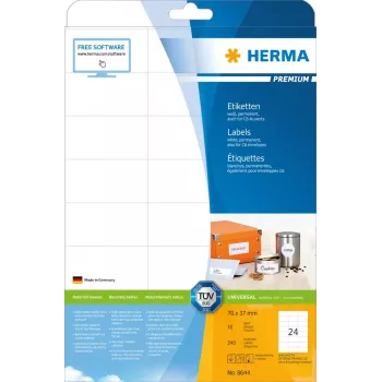Zelfklevende printeretiketten HERMA Labels Premium A4 70x37 mm