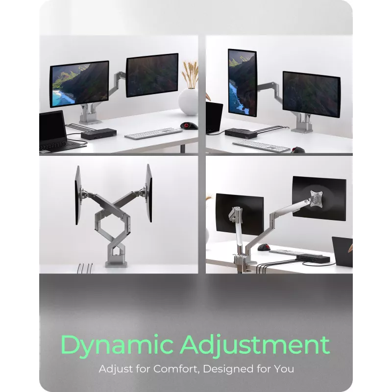 Monitorhouder icybox 61085 voor 2 monitoren met tafelbevestiging – tweearmige tafelmonitorhouder