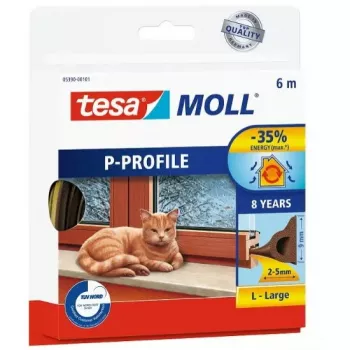 Rubberen profielstrip TESA P-profiel 6 m raamafdichting bruin