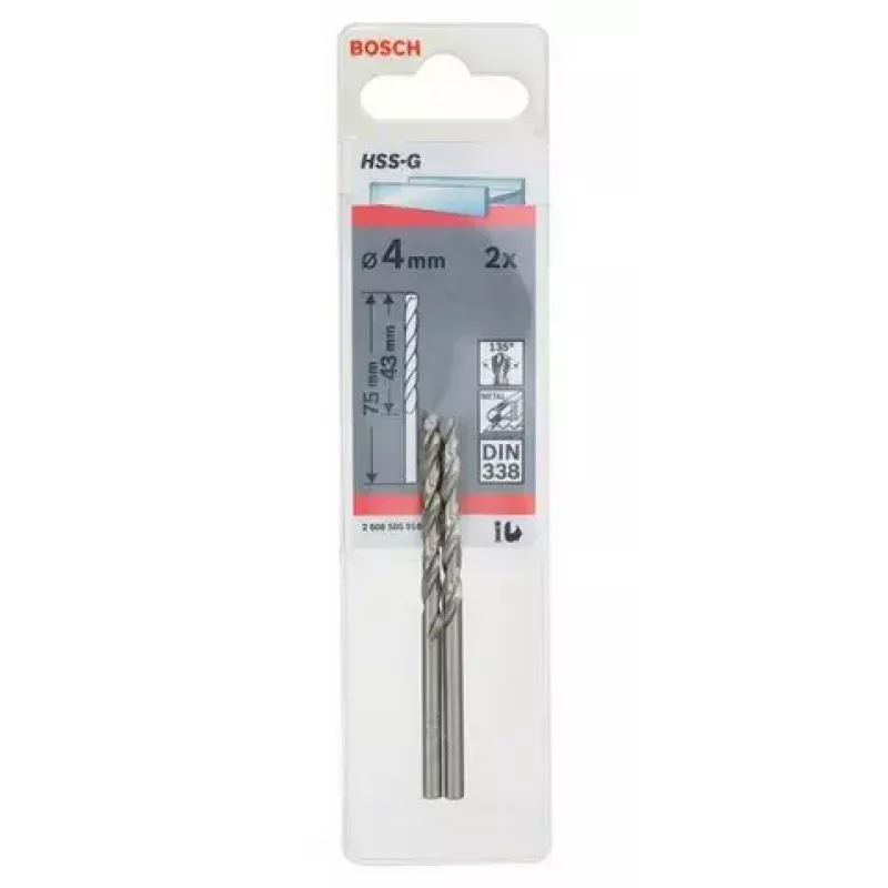 Spiraalboor Bosch metaalboor HSS-G DIN 338 4 mm 2 stuks