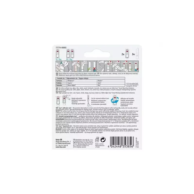 Universele haak Tesa 77774 indoor wit 2 stuks