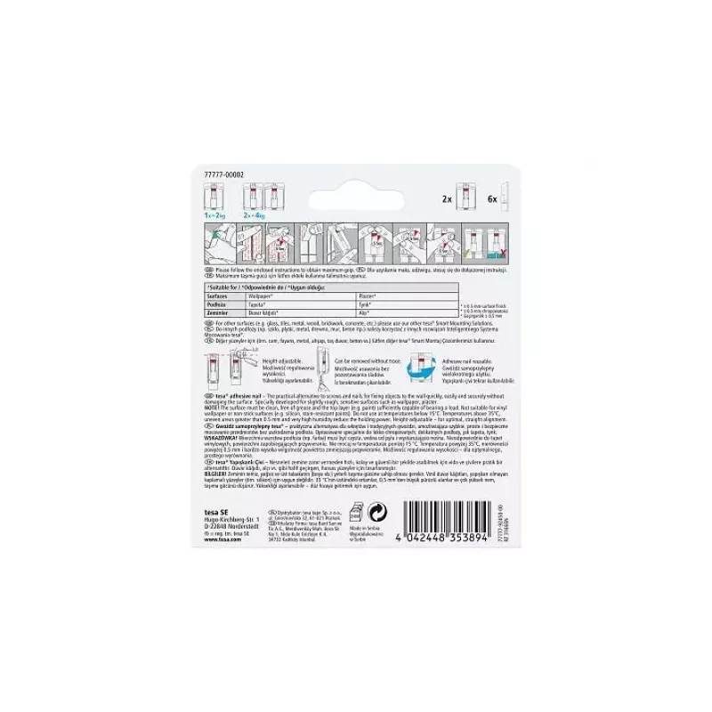 Universele haak TESA 77777 indoor wit 2 stuks