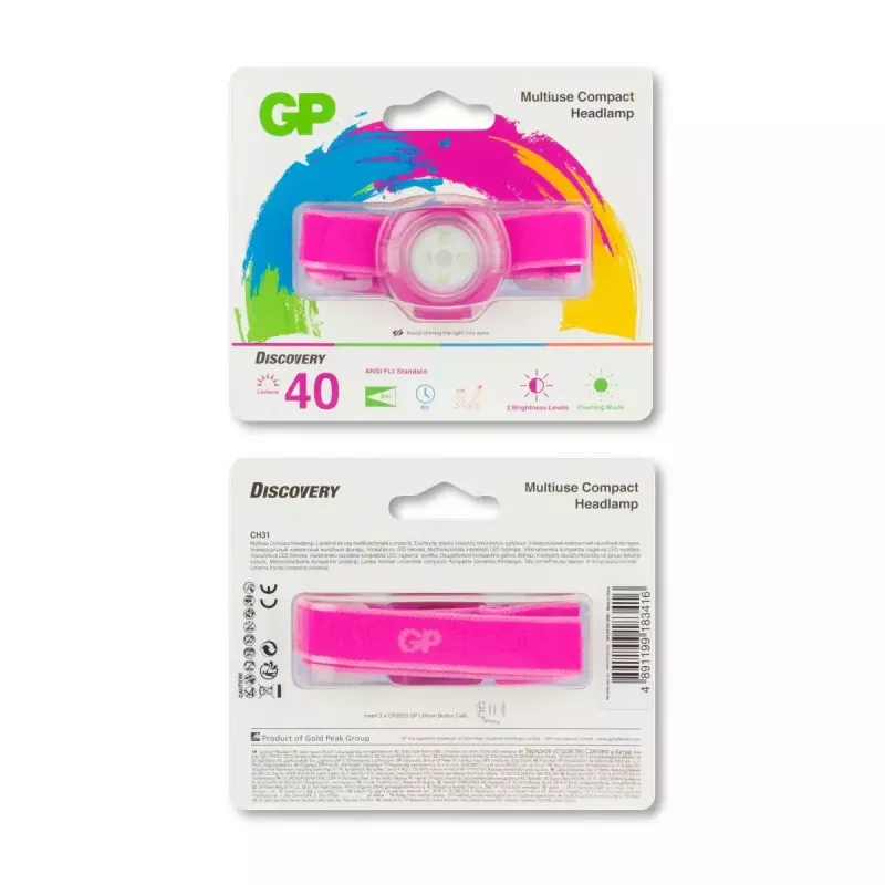 Hoofdlamp GP Batterijen CH31002 roze