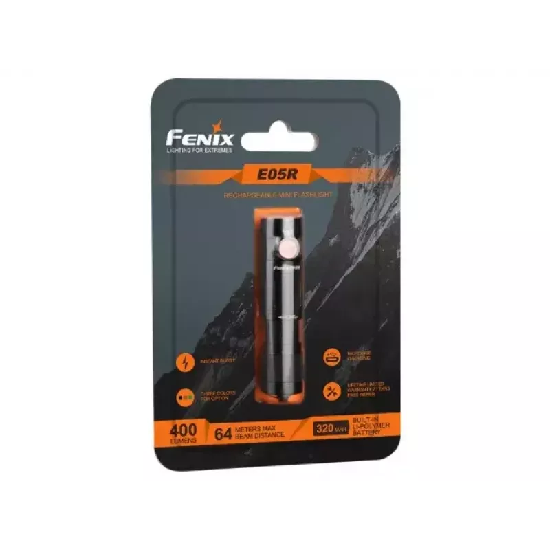 Fenix E05R mini zaklamp, 400 lm, zwart