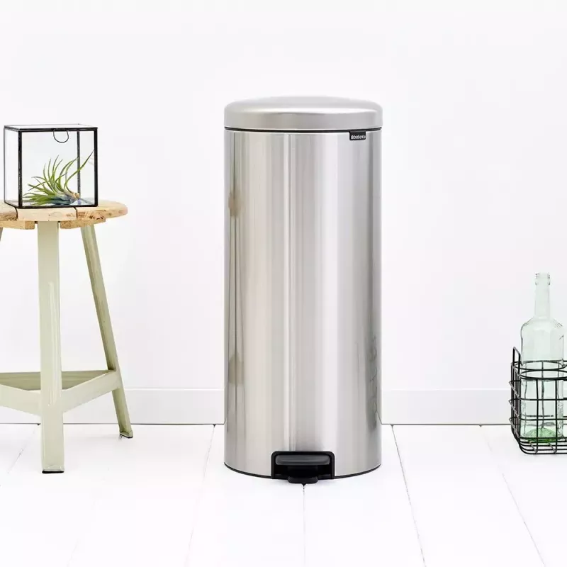 Pedaalemmer Brabantia newIcon rond geborsteld staal diameter 30 cm