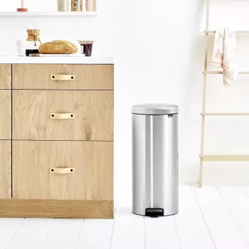 Pedaalemmer Brabantia newIcon rond geborsteld staal diameter 30 cm
