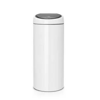 Touch Bin Brabantia 30L rond kunststof RVS wit