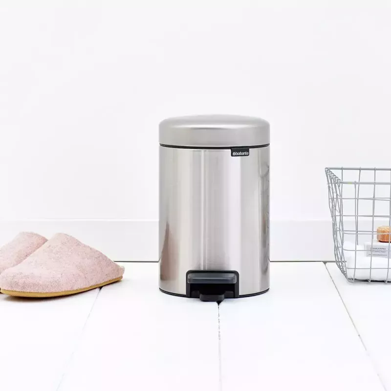 Brabantia newIcon pedaalemmer rond geborsteld RVS
