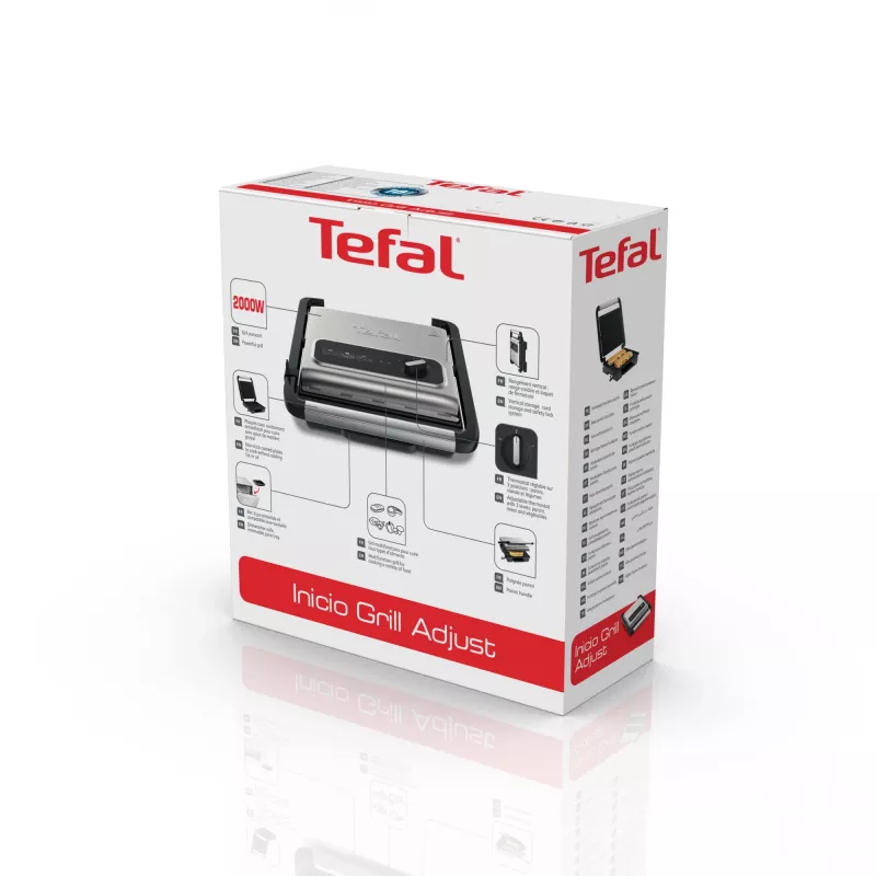 Contactgrill Tefal Inicio GC242D 2000W zwart roestvrij staal