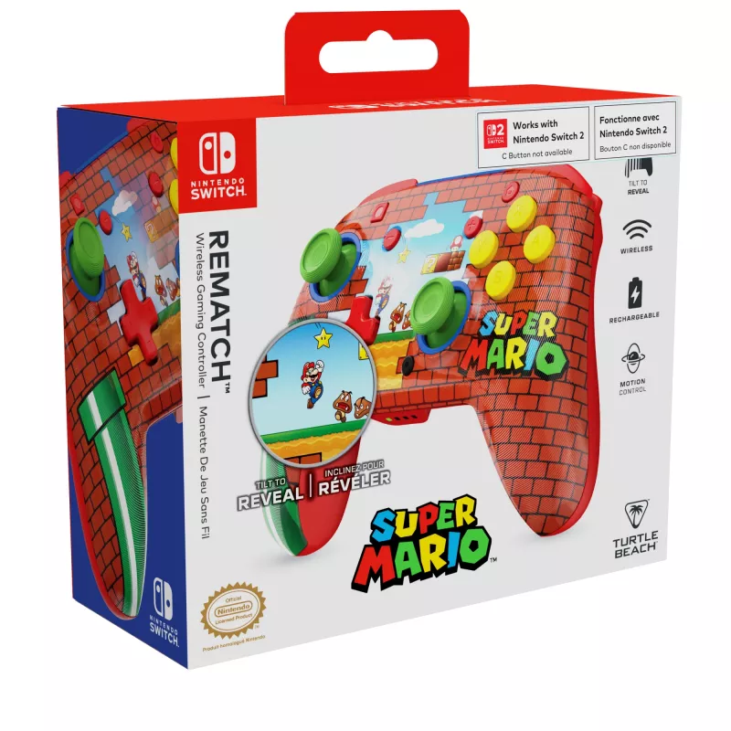 Turtle Beach Rematch draadloze controller voor Nintendo Switch, Mario Bricks Reveal