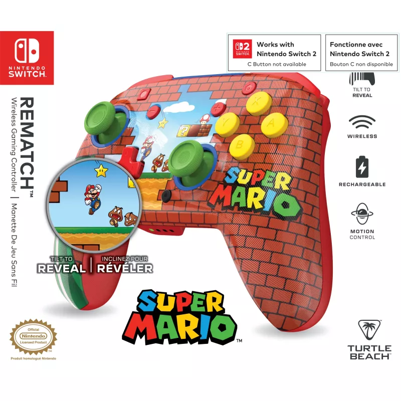 Turtle Beach Rematch draadloze controller voor Nintendo Switch, Mario Bricks Reveal