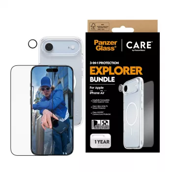 Schermbeschermingsset PanzerGlass 3-in-1 Explorer set CR66372 voor iPhone 17 Air (gehard glas, camerabescherming, reinigingsgereedschap)