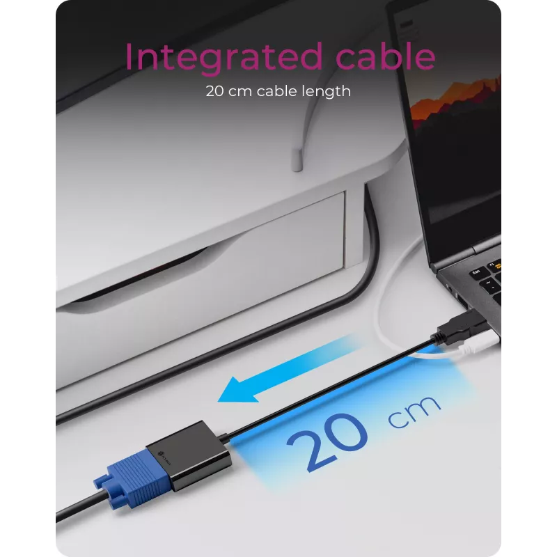 HDMI-naar-VGA-adapter IcyBox IB-AC502a — HDMI A (stekker) naar VGA (bus) adapter