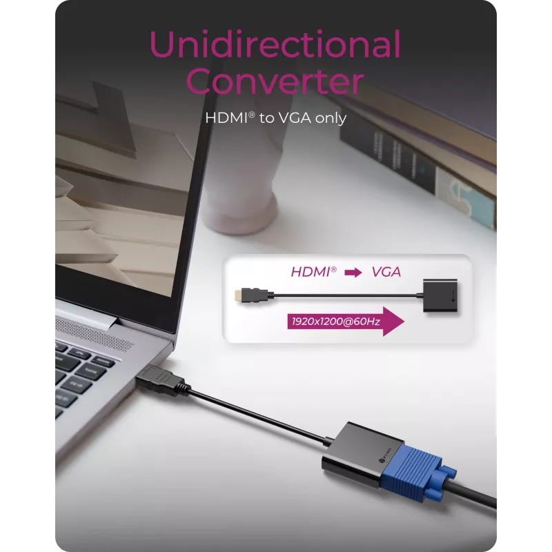 HDMI-naar-VGA-adapter IcyBox IB-AC502a — HDMI A (stekker) naar VGA (bus) adapter